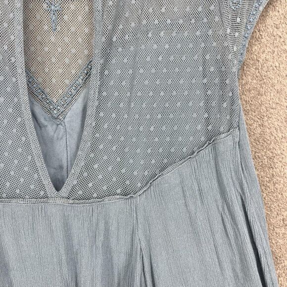 Kimchi Blue Dress Womens Small Blue Embroidered Lace Mesh Boho Flare Lined - Picture 16 of 16